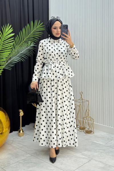 Puantiyeli Takım Beyaz