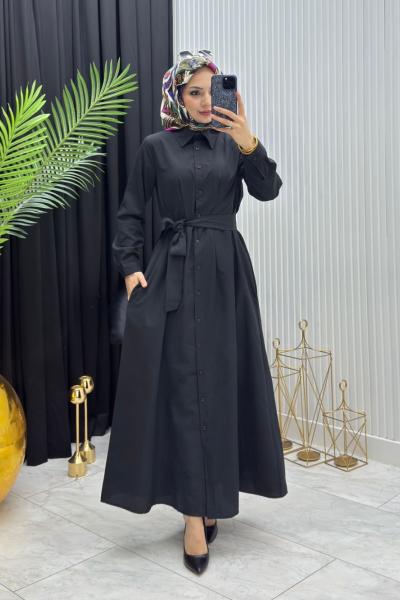 Gömlek Elbise Siyah