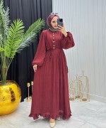 Zeynep Elbise Bordo Bordo