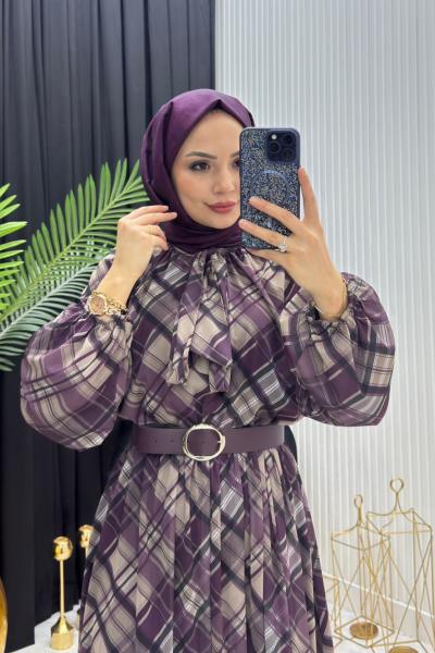 NİHAL ELBİSE MOR