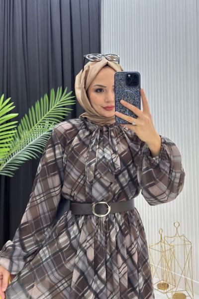 NİHAL ELBİSE KAHVERENGİ