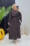 Pelerinli Elbise Kahverengi