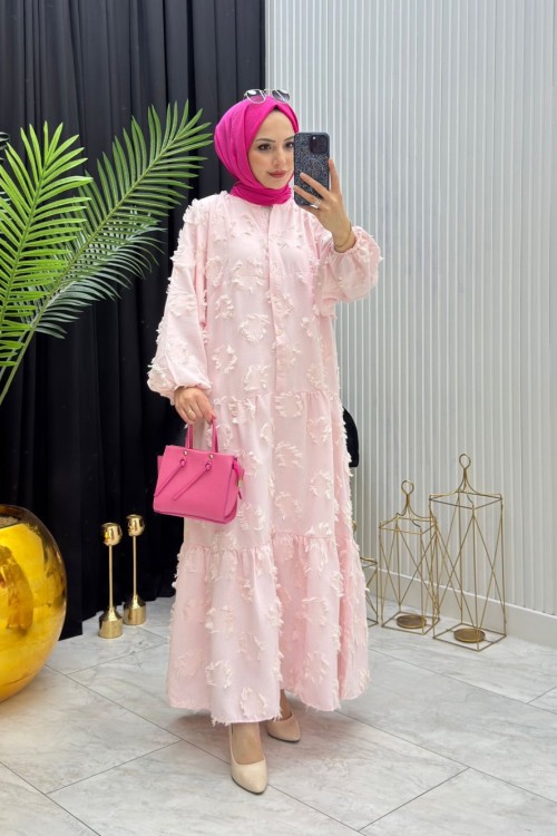 Püskül Elbise Pembe