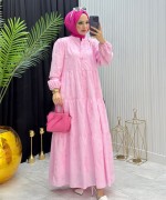 ZEREN ELBİSE PEMBE Pembe