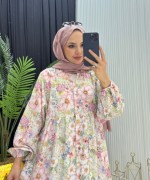 Leya Elbise Pembe Pembe