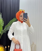 Beyza Elbise Beyaz Beyaz