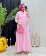Beyza Elbise Pembe Pembe