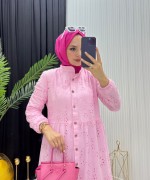 Beyza Elbise Pembe Pembe