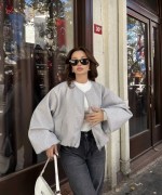 Kadın Kaşe Kumaş Bomber Ceket