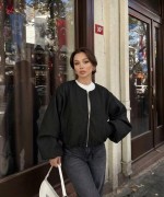 Kadın Kaşe Kumaş Bomber Ceket