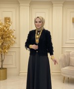 Saçaklı Hırka Siyah Siyah