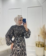 Bahar Tesettür Elbise Siyah  Siyah
