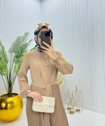 Piliseli Tesettür Tulum Vizon Vizon