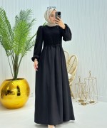 Belinay Tesettür Elbise Siyah Siyah