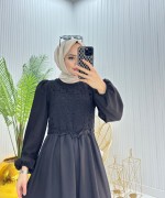 Belinay Tesettür Elbise Siyah Siyah