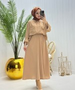 Papatya Tesettür Takım Camel Camel