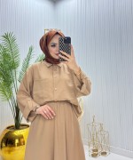 Papatya Tesettür Takım Camel Camel