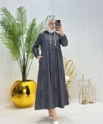 Nilem Kot Elbise Siyah Siyah