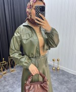 Moi Tesettür Takım Haki Yeşili  Haki