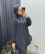 Premium Taşlı Takım Siyah Siyah