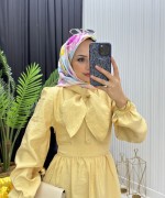 Fularlı Elbise Sarı Sarı