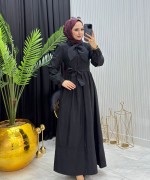 Fular Detay Elbise Siyah Siyah