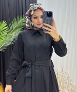 Gömlek Elbise Siyah Siyah
