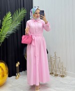 Gömlek Elbise Pembe Pembe