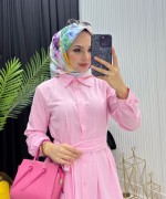 Gömlek Elbise Pembe Pembe