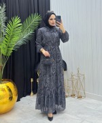 NEVA ELBİSE SİYAH-GRİ Gri Siyah