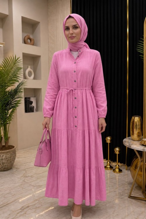 Leylim Elbise Pembe Pembe