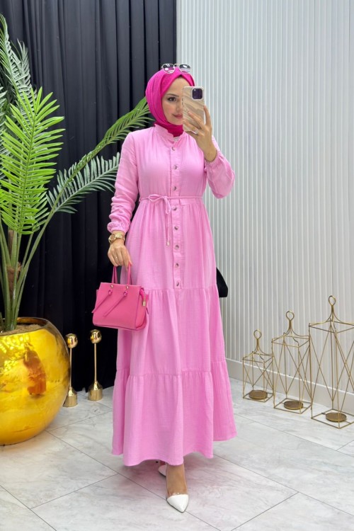 Leylim Elbise Pembe Pembe