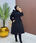 Büyük Beden Tesettür Kaban Siyah Siyah