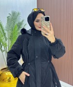 Büyük Beden Tesettür Kaban Siyah Siyah