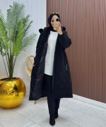 Büyük Beden Tesettür Kaban Siyah Siyah