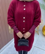Angora Hırka Bordo Bordo