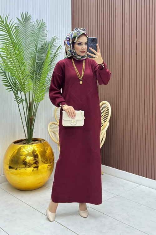Aybeniz Elbise Bordo Bordo
