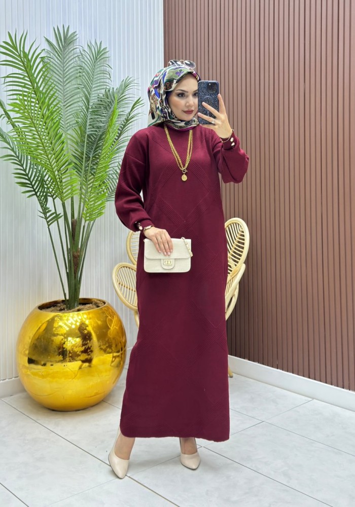 Aybeniz Elbise Bordo Bordo