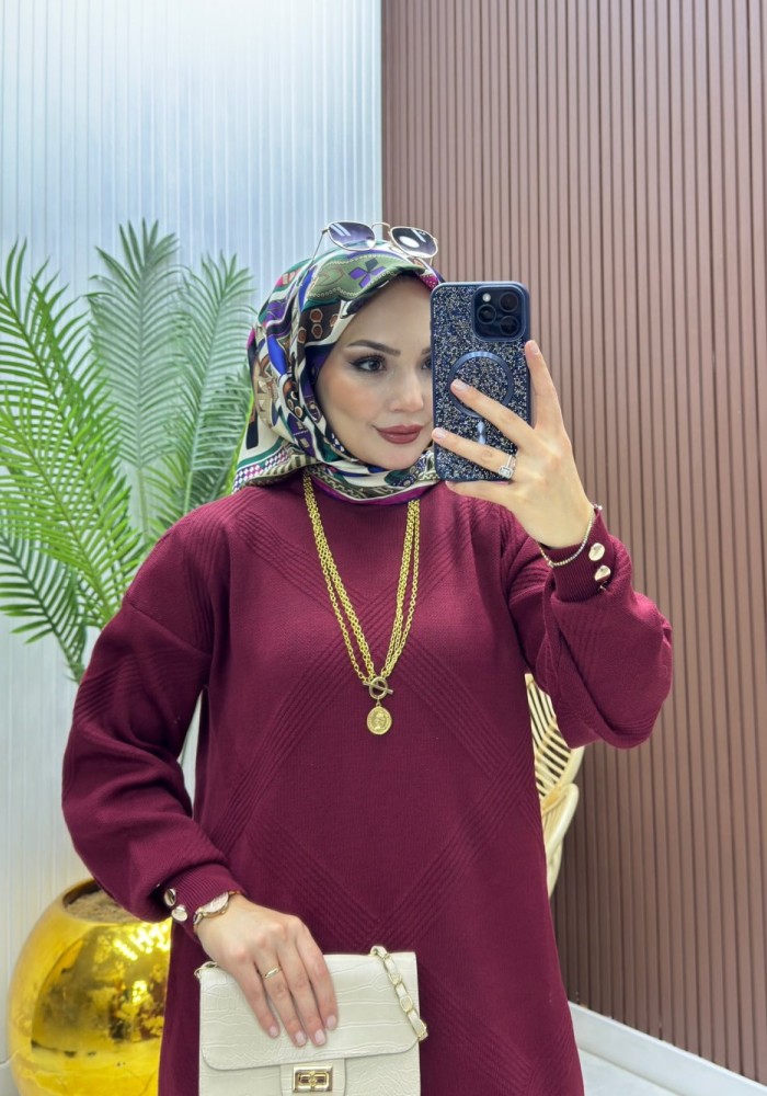 Aybeniz Elbise Bordo Bordo