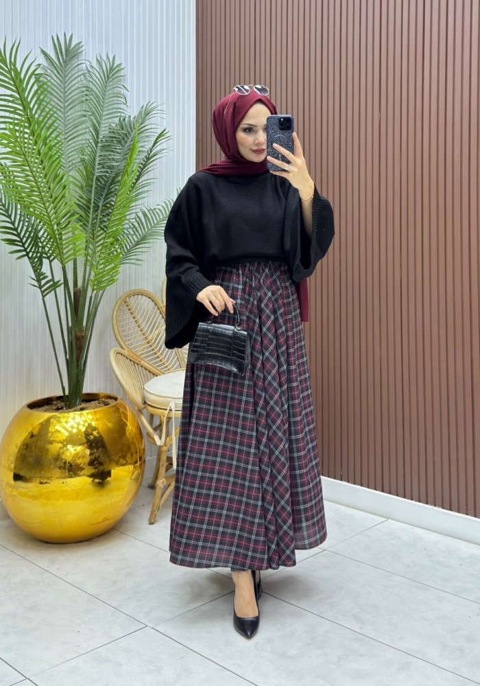Diva Etek Siyah Bordo Siyah Bordo